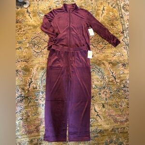 Soft purple velour track suit pants and jacket NWT